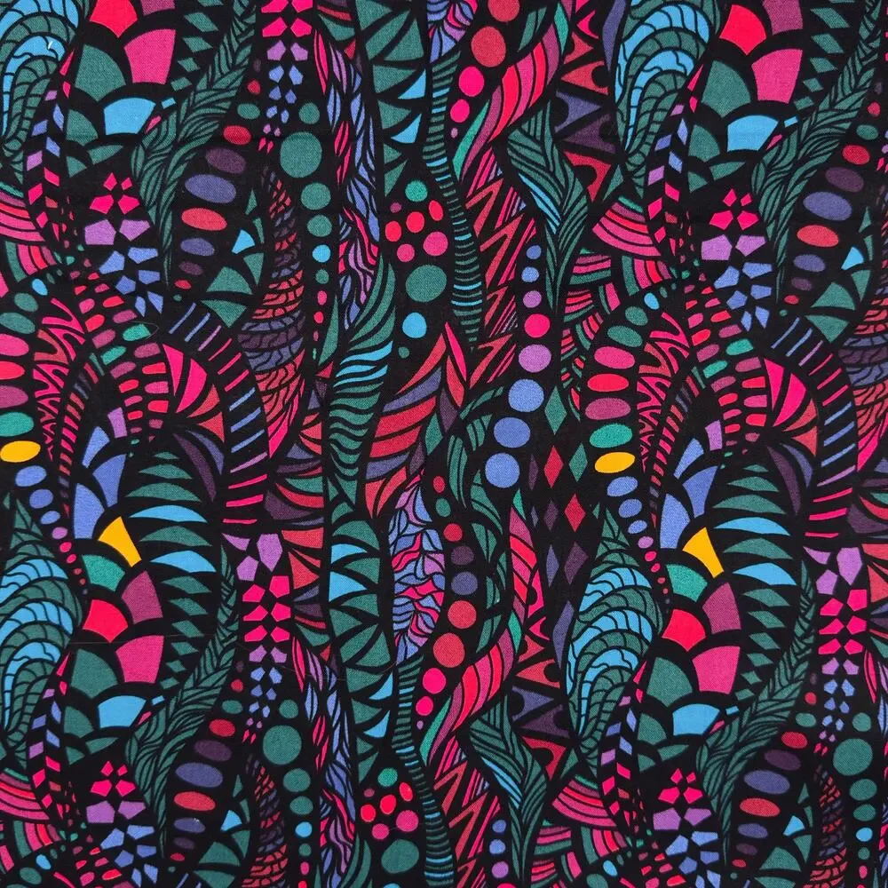 Multicolor Zentangle Print by Keepsake Calico Fabric | 1/2 Yard | Abstract